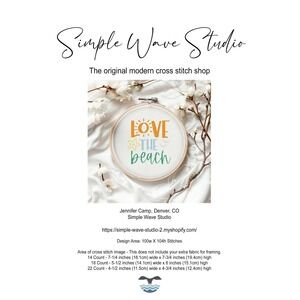 Love the Beach Ocean Art Quote Counted Cross Stitch Pattern Chart